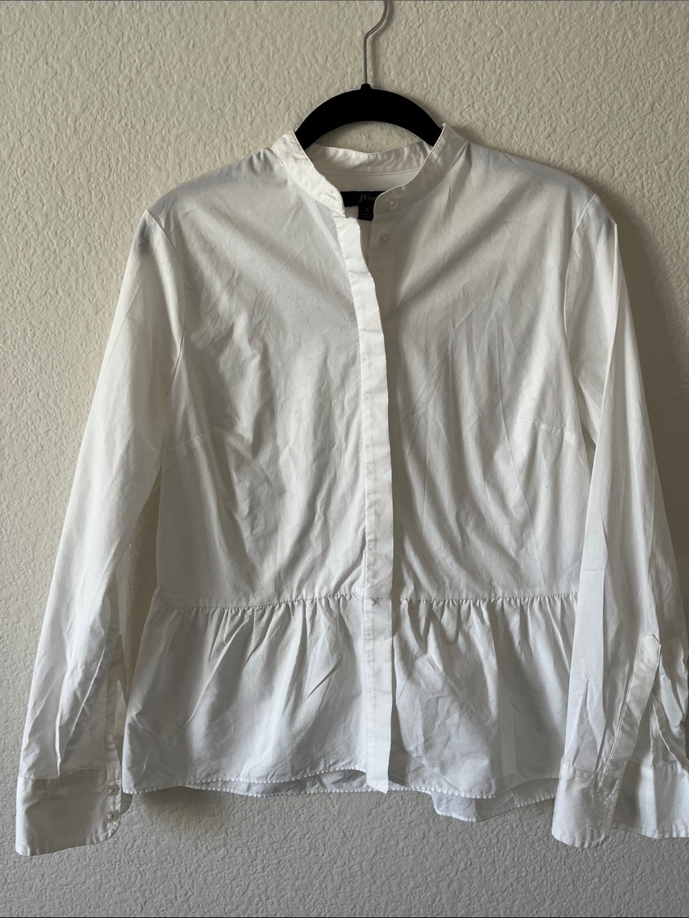 J. Crew White Peplum Button-Down Shirt